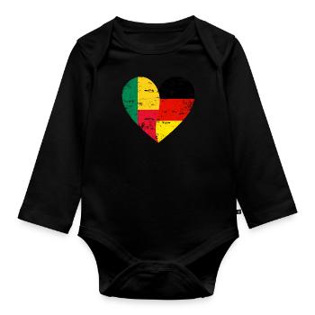 Bénin Allemagne Flag Heart - Body Bébé bio manches longues - noir - Devant