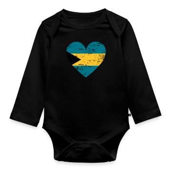 Drapeau des Bahamas Coeur - Body Bébé bio manches longues - noir - Devant
