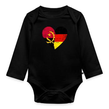 Angola Allemagne Drapeau Coeur - Body Bébé bio manches longues - noir - Devant