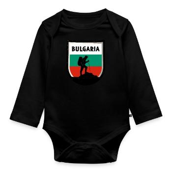 Bulgarien Flagge Bulgarische Fahne Goldstrand - Baby Bio-Langarm-Body - Schwarz - Vorne