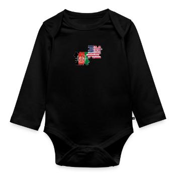 Afghanistan USA Vintage Flag Afghan - Organic Longsleeve Baby Bodysuit - black - Front