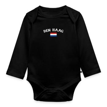 La Haye Pays-Bas Drapeau néerlandais - Body Bébé bio manches longues - noir - Devant