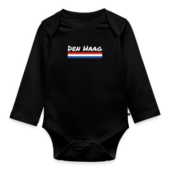 The Hague Netherlands Dutch flag - Organic Longsleeve Baby Bodysuit - black - Front