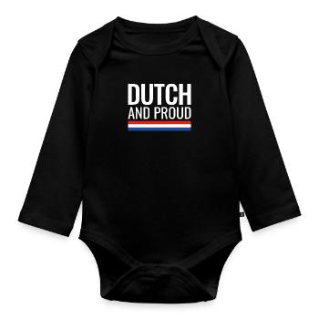 Dutch And Proud Netherlands Dutch flag - Organic Longsleeve Baby Bodysuit - black - Front
