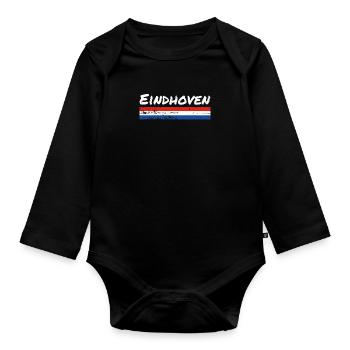 Eindhoven Netherlands Vintage Flag - Organic Longsleeve Baby Bodysuit - black - Front