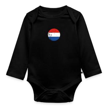 Netherlands Vintage Dutch Flag - Organic Longsleeve Baby Bodysuit - black - Front