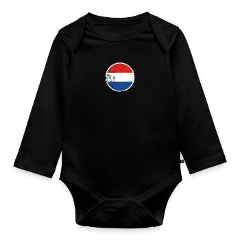 Netherlands Vintage Dutch Flag - Organic Longsleeve Baby Bodysuit - black - Front