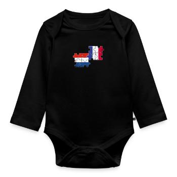 Pays-Bas France Vintage Flag Néerlandais - Body Bébé bio manches longues - noir - Devant