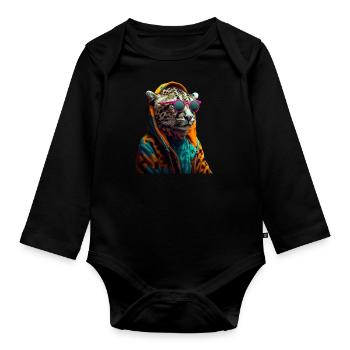 Guépard avec lunettes de soleil Cool wildcat Africa - Body Bébé bio manches longues - noir - Devant