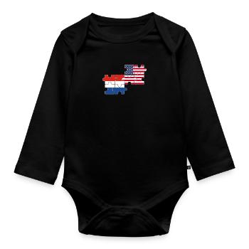 Niederlande USA Flagge Amerikaner Niederländer - Baby Bio-Langarm-Body - Schwarz - Vorne