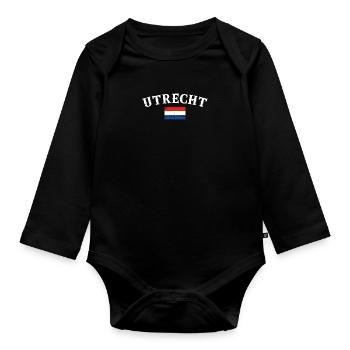 Utrecht Pays-Bas Drapeau néerlandais vintage - Body Bébé bio manches longues - noir - Devant