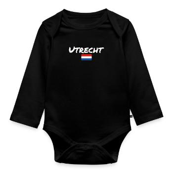 Utrecht Netherlands Dutch flag - Organic Longsleeve Baby Bodysuit - black - Front