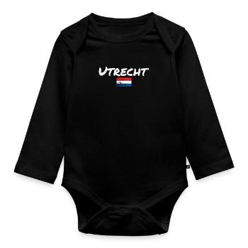 Utrecht Netherlands Vintage Dutch Flag - Organic Longsleeve Baby Bodysuit - black - Front