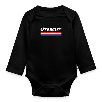 Utrecht Netherlands Dutch flag - Organic Longsleeve Baby Bodysuit - black - Front