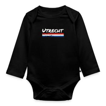Utrecht Netherlands Vintage Dutch Flag - Organic Longsleeve Baby Bodysuit - black - Front