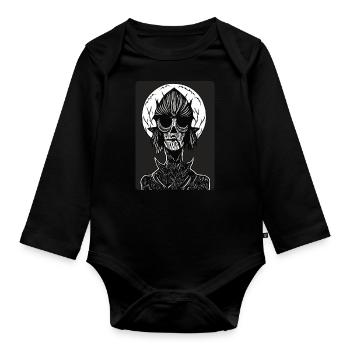Gruseliger schwarz-weißer Dracula mit leeren Augen - Baby Bio-Langarm-Body - Schwarz - Vorne