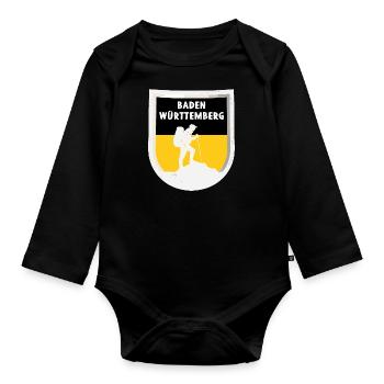 Flag of Baden Württemberg Heimat Stuttgart - Organic Longsleeve Baby Bodysuit - black - Front