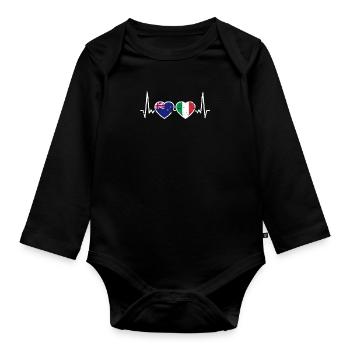 Nouvelle-Zélande Italie Vintage Heartbeat Flag - Body Bébé bio manches longues - noir - Devant