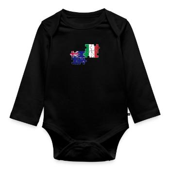 Nouvelle-Zélande Italie Drapeau Vintage Néo-Zélandais - Body Bébé bio manches longues - noir - Devant