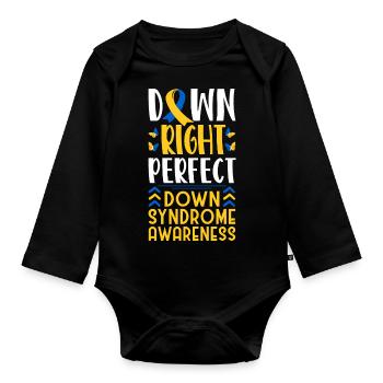 Down Syndrome Awareness Month Down - Baby Bio-Langarm-Body - Schwarz - Vorne