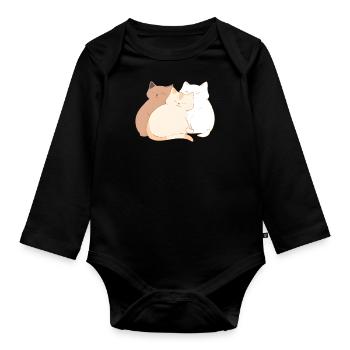 Chilling Cats - Baby Bio-Langarm-Body - Schwarz - Vorne