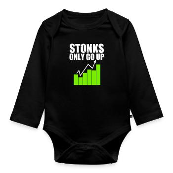 Stonks Only Go Up Parody Stock Market Enthusiasts - Baby Bio-Langarm-Body - Schwarz - Vorne