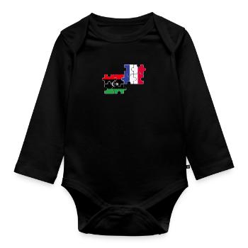 Libya France Flag French Libyan - Organic Longsleeve Baby Bodysuit - black - Front