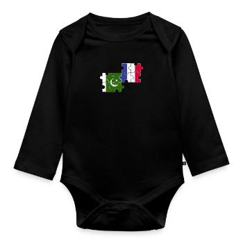 Pakistan France Flag French Pakistani - Organic Longsleeve Baby Bodysuit - black - Front