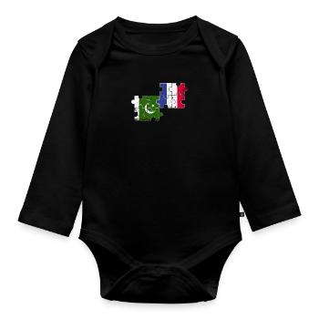 Pakistan France Vintage Flag Pakistani - Organic Longsleeve Baby Bodysuit - black - Front