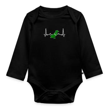 Pakistan Vintage Heartbeat Card Flag - Organic Longsleeve Baby Bodysuit - black - Front
