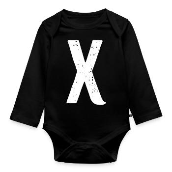 X Letter - Organic Longsleeve Baby Bodysuit - black - Front