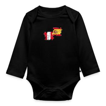 Peru Spain Vintage Flag Spanish Peruvian - Organic Longsleeve Baby Bodysuit - black - Front