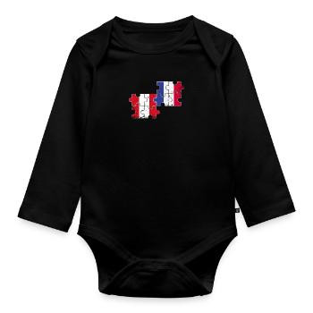 Peru Frankreich Vintage Flagge Franzose Peruaner - Baby Bio-Langarm-Body - Schwarz - Vorne