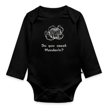 Mandarin - Chinesisch at it's best! - Baby Bio-Langarm-Body - Schwarz - Vorne