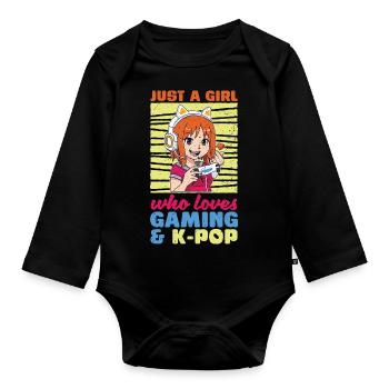 Juste une fille qui aime les jeux et la K Pop K Pop - Body Bébé bio manches longues - noir - Devant