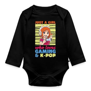 Gaming Girl Gamer Corée Musique Cadeau K Pop - Body Bébé bio manches longues - noir - Devant