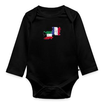 Kuwait Frankreich Vintage Flagge Kuwaiter - Baby Bio-Langarm-Body - Schwarz - Vorne