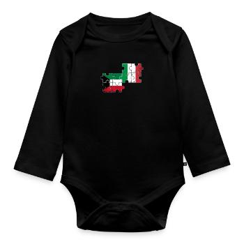Kuwait Italien Vintage Flagge Italienisch Kuwaiter - Baby Bio-Langarm-Body - Schwarz - Vorne