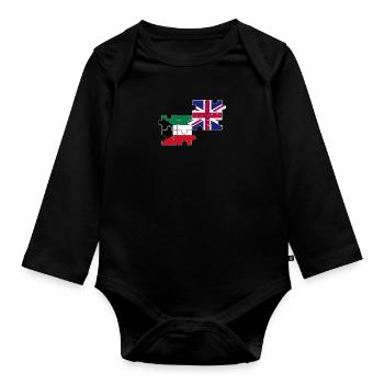 Kuwait UK Flagge Britischer Kuwaiter - Baby Bio-Langarm-Body - Schwarz - Vorne