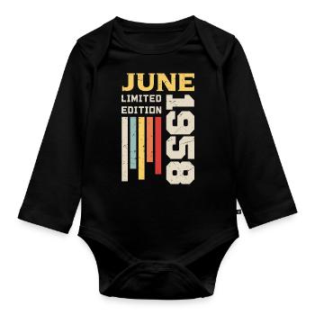 June 1958 - Birthday gift June 1958 June - Organic Longsleeve Baby Bodysuit - black - Front