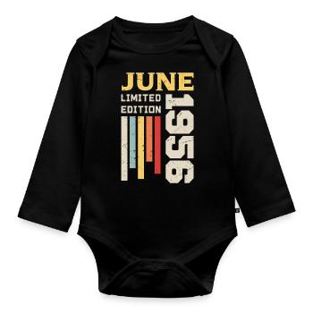 June 1956 - Birthday gift June 1956 June - Organic Longsleeve Baby Bodysuit - black - Front