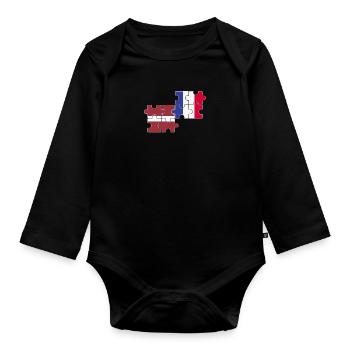 Latvia France Flag French Latvian - Organic Longsleeve Baby Bodysuit - black - Front