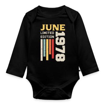 June 1978 - Birthday gift June 1978 June - Organic Longsleeve Baby Bodysuit - black - Front