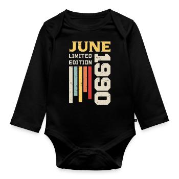 Juni 1990 - Geburtstagsgeschenk Juni 1990 Juni - Baby Bio-Langarm-Body - Schwarz - Vorne