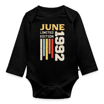 June 1992 - Birthday gift June 1992 June - Organic Longsleeve Baby Bodysuit - black - Front