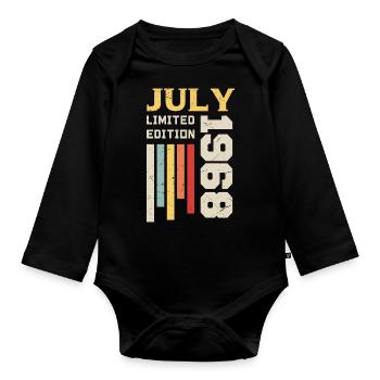 Juli 1968 - Juli 1968 Geburtstagsgeschenk - Baby Bio-Langarm-Body - Schwarz - Vorne