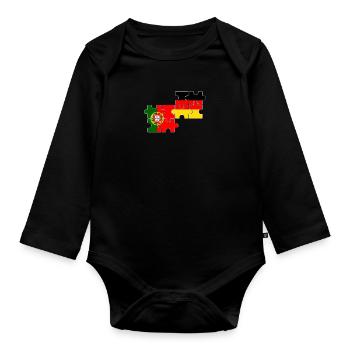 Portugal Deutschland Flagge Deutsch Portugiese - Baby Bio-Langarm-Body - Schwarz - Vorne