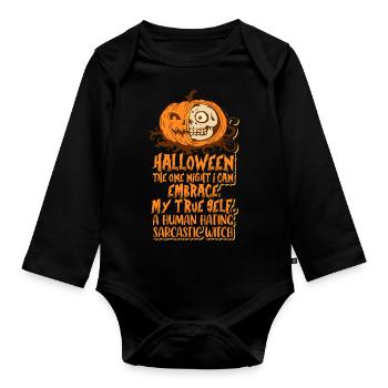 This Is My Human Costume Human Hating Anti-Social - Organic Longsleeve Baby Bodysuit - black - Front