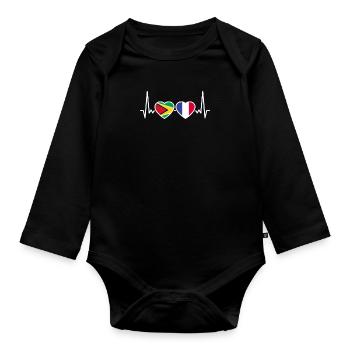 Guyane France Heartbeat Flag Guyanais - Body Bébé bio manches longues - noir - Devant