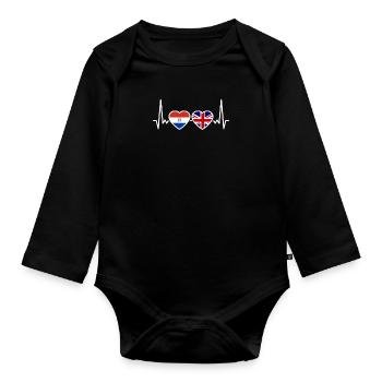 Paraguay UK Heartbeat Flag British Paraguayan - Organic Longsleeve Baby Bodysuit - black - Front